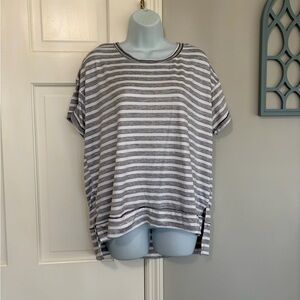 Casual Gray Striped Women's Tee